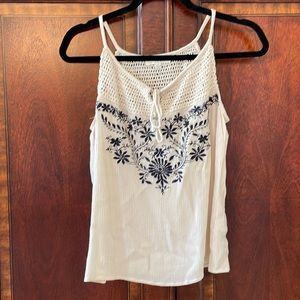 Umgee USA cami top.  Size small. Color is off-white, navy stitching